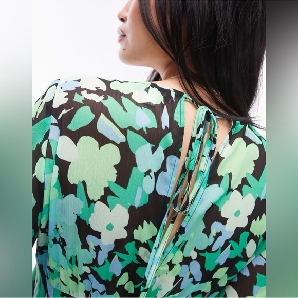 NWT-Topshop‎ ASOS Size 4 Godet Mini Dress Green/Black (Days of our Lives) - Picture 4 of 7